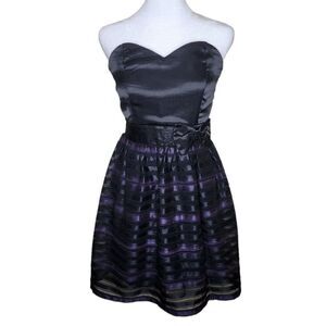 Vintage Y2K BeBop Empire Waist Strapless Mini Cocktail Dress Womens Size S Black